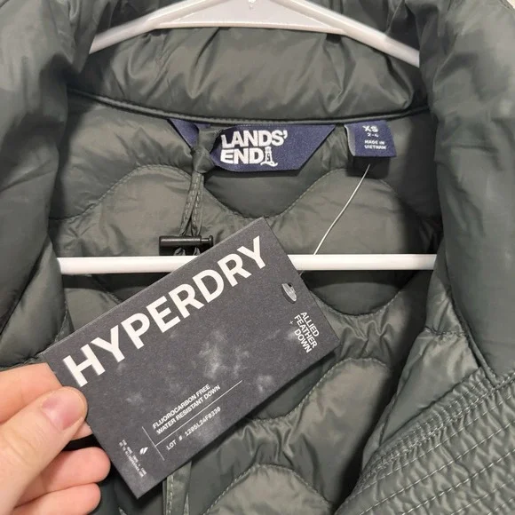 Lands' End NWT Green HyperDry 800 FP Down Fill Quilted Jacket Size XS - Picture 2 of 8